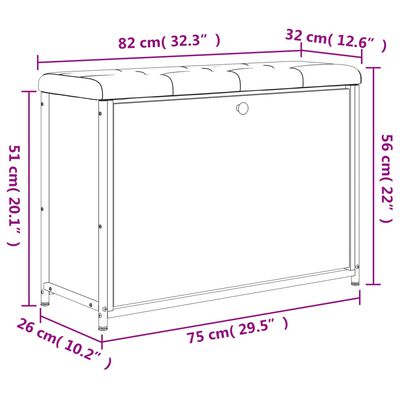 vidaXL Botníková lavice s výklopnou zásuvkou šedá sonoma 82x32x56 cm