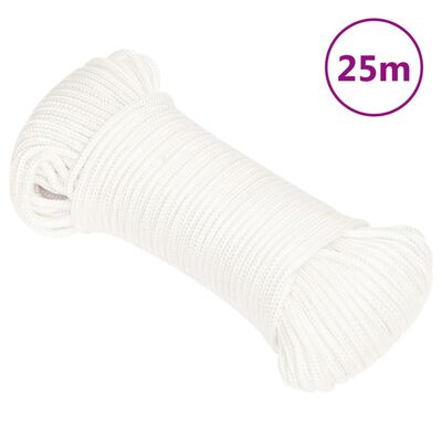 vidaXL Lodní lano celobílé 3 mm 25 m polypropylen