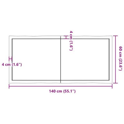 vidaXL Stolní deska hnědá 140x60x(2-4)cm ošetřený dřevo živá hrana