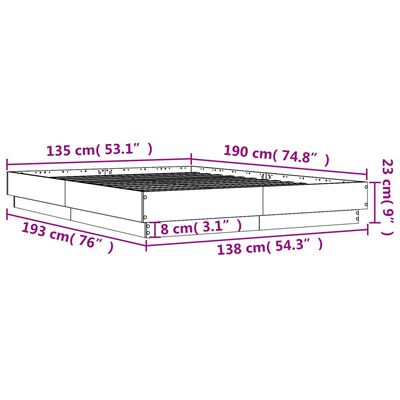 vidaXL Rám postele betonově šedý 135 x 190 cm kompozitní dřevo