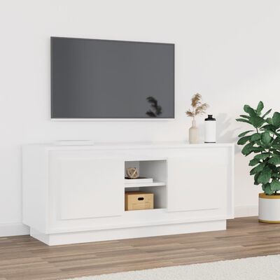 vidaXL TV skříňka bílá s vysokým leskem 102x35x45 cm kompozitní dřevo