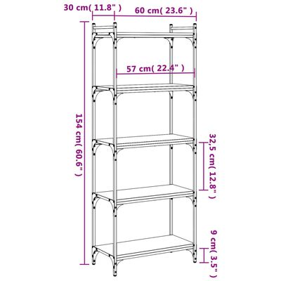 vidaXL Knihovna s 5 policemi černá 60 x 30 x 154 cm kompozitní dřevo