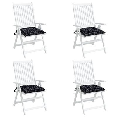vidaXL Podušky na židli 4 ks černé kárované 40 x 40 x 7 cm textil