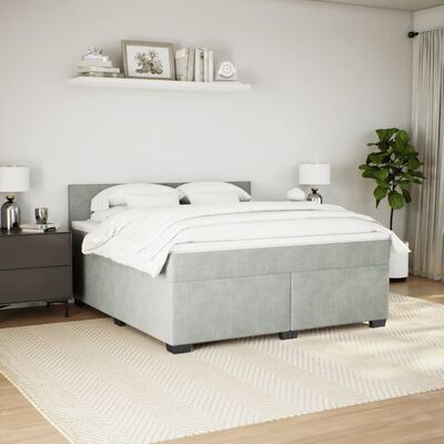 vidaXL Box spring postel s matrací světle šedá 180x200 cm samet