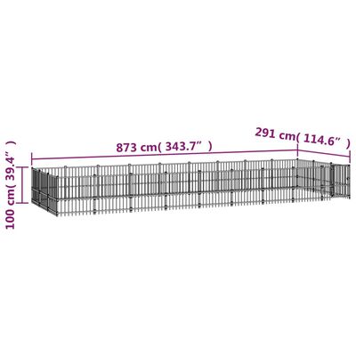 vidaXL Venkovní psí kotec ocel 25,4 m²