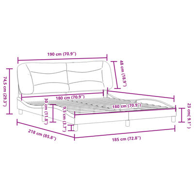 vidaXL Rám postele s čelem bílý 180x200 cm umělá kůže