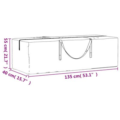 vidaXL Úložný vak na zahradní podušky černý 135x40x55 cm polyethylen