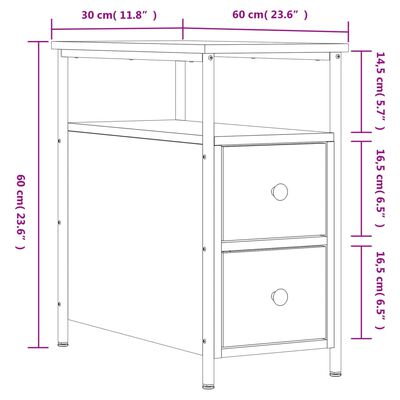 vidaXL Noční stolky 2 ks černé 30 x 60 x 60 cm kompozitní dřevo