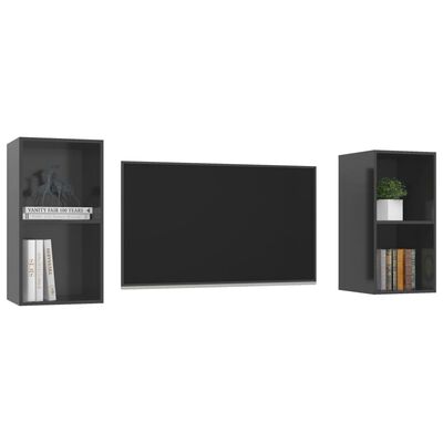 vidaXL Nástěnné TV skříňky 2 ks šedé s vysokým leskem kompozitní dřevo