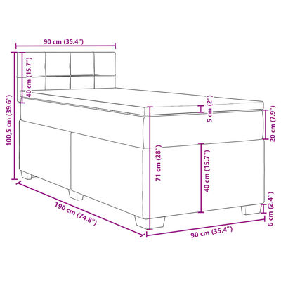 vidaXL Box spring postel s matrací černá 90x190 cm samet