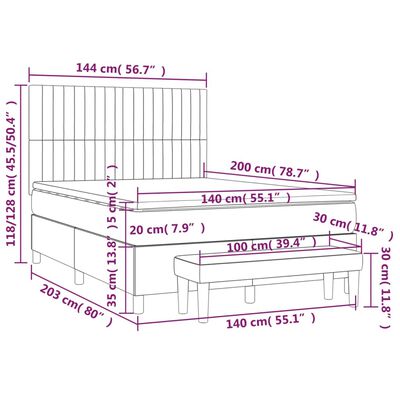 vidaXL Box spring postel s matrací černá 140x200 cm textil