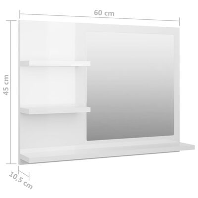 vidaXL Koupelnové zrcadlo bílé lesklé 60x10,5x45 cm kompozitní dřevo
