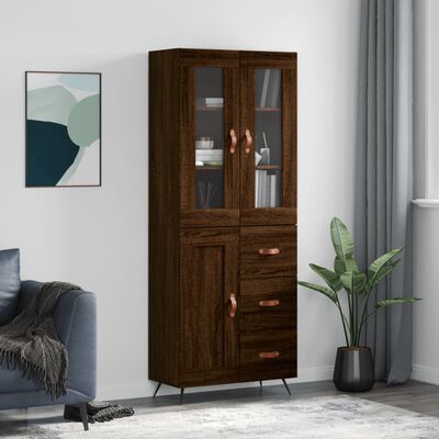 vidaXL Skříň highboard hnědý dub 69,5 x 34 x 180 cm kompozitní dřevo