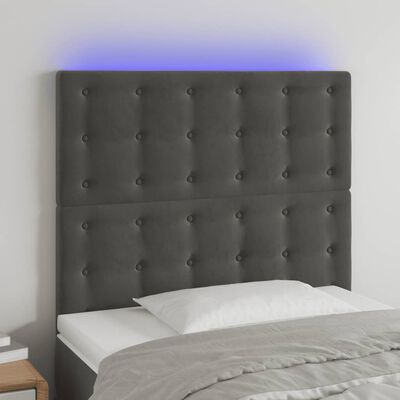 vidaXL Čelo postele s LED tmavě šedé 100x5x118/128 cm samet