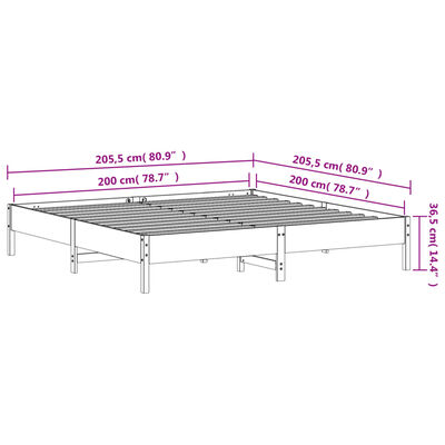 vidaXL Postel bez matrace bílá 200 x 200 cm masivní borovice