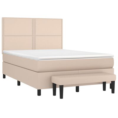 vidaXL Box spring postel s matrací cappuccino 140x190 cm umělá kůže