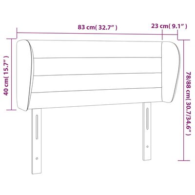 vidaXL Čelo postele typu ušák tmavě šedé 83x23x78/88 cm textil