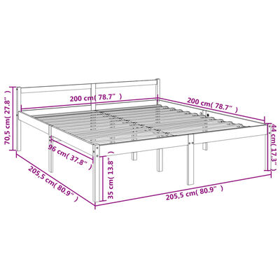 vidaXL Postel pro seniory bílá 200 x 200 cm masivní borovice