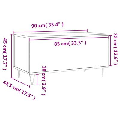 vidaXL Konferenční stolek černý 90 x 44,5 x 45 cm kompozitní dřevo