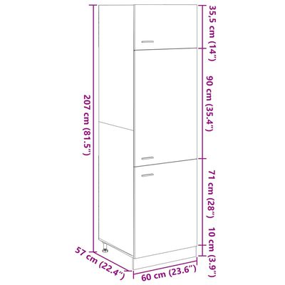 vidaXL Skříň pro vestavnou lednici dub sonoma 60x57x207 cm dřevotříska