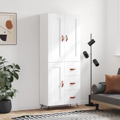 vidaXL Skříň highboard lesklá bílá 69,5 x 34 x 180 cm kompozitní dřevo