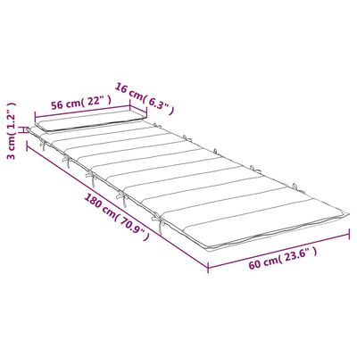 vidaXL Poduška na lehátko červená 180 x 60 x 3 cm oxfordská látka