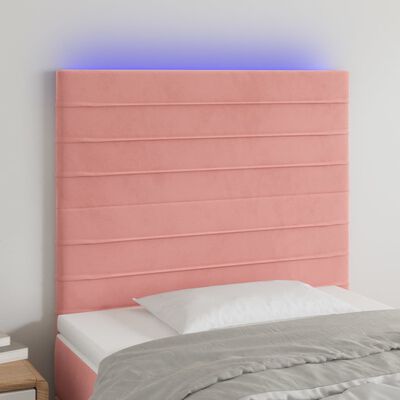 vidaXL Čelo postele s LED růžové 100x5x118/128 cm samet