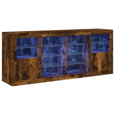 vidaXL Příborník s LED osvětlením kouřový dub 163 x 37 x 67 cm