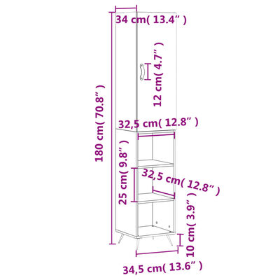 vidaXL Skříň highboard šedá sonoma 34,5 x 34 x 180 cm kompozitní dřevo