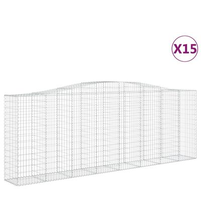 vidaXL Klenuté gabionové koše 15ks 400x50x140/160cm pozinkované železo