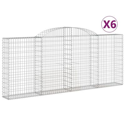 vidaXL Klenuté gabionové koše 6 ks 300x30x120/140cm pozinkované železo