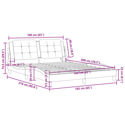 vidaXL Rám postele s LED osvětlením bílý a černý 160x200 cm umělá kůže