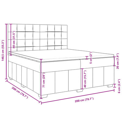 vidaXL Box spring postel s matrací tmavě šedá 200x200 cm textil