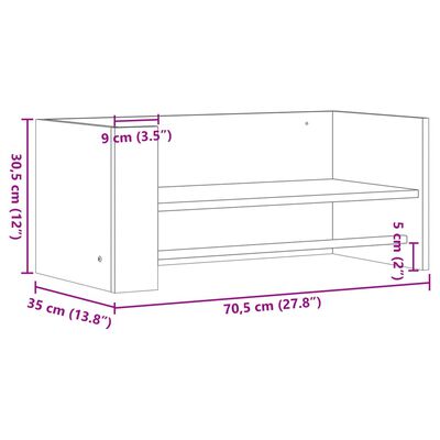 vidaXL Nástěnná police dub sonoma 70,5 x 35 x 30,5 cm kompozitní dřevo