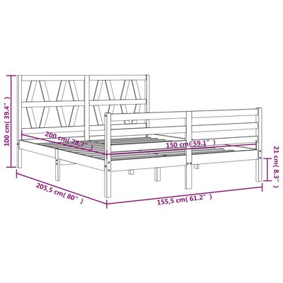 vidaXL Rám postele s čelem bílý King Size masivní dřevo