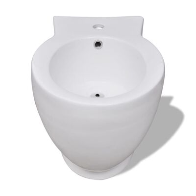 vidaXL Kulatý bidet volně stojící, bílý, vysoce kvalitní keramika