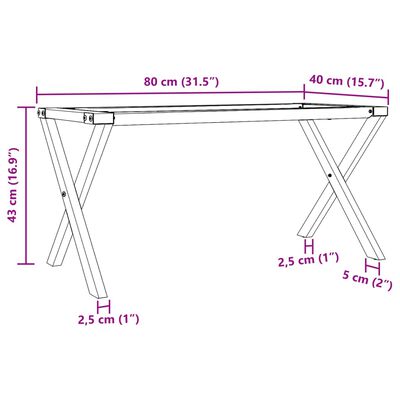 vidaXL Nohy ke konferenčnímu stolu X rám 80 x 40 x 43 cm litina