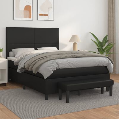 vidaXL Box spring postel s matrací černá 140x200 cm umělá kůže