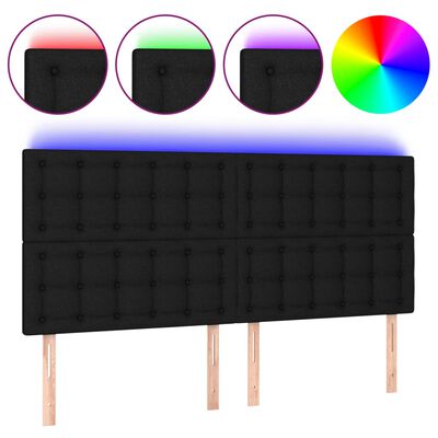 vidaXL Čelo postele s LED černé 160x5x118/128 cm textil