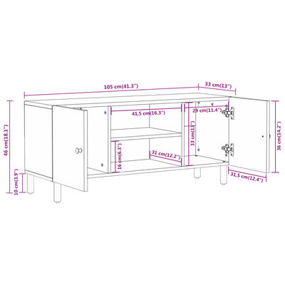 vidaXL TV skříňka 105x33x46 cm masivní mangovníkové dřevo