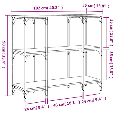 vidaXL Konzolový stolek kouřový dub 102 x 35 x 90 cm kompozitní dřevo