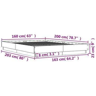 vidaXL Rám postele s LED osvětlením bílý 160 x 200 cm