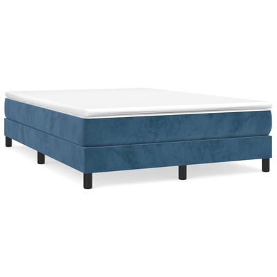 vidaXL Box spring postel s matrací tmavě modrá 140x190 cm samet