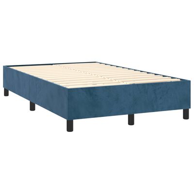 vidaXL Box spring postel s matrací tmavě modrá 120 x 200 cm samet