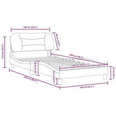 vidaXL Rám postele s čelem černý 100x200 cm umělá kůže