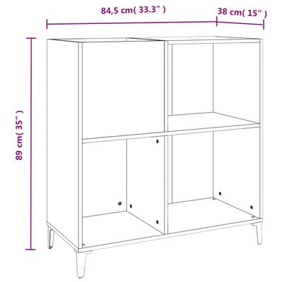 vidaXL Skříňka na LP desky černá 84,5 x 38 x 89 cm kompozitní dřevo