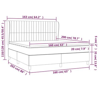 vidaXL Box spring postel s matrací růžová 160x200 cm samet