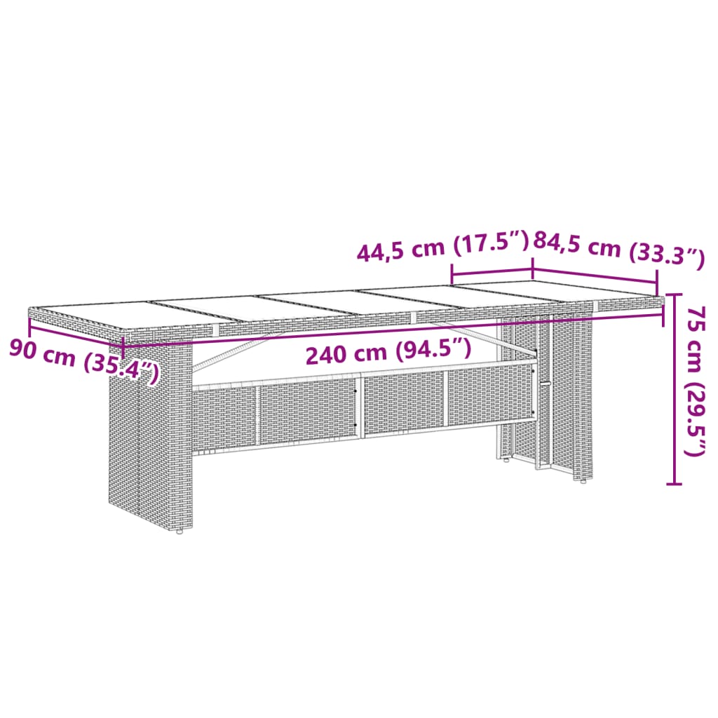 vidaXL 9dílný zahradní jídelní set s poduškami černý polyratan