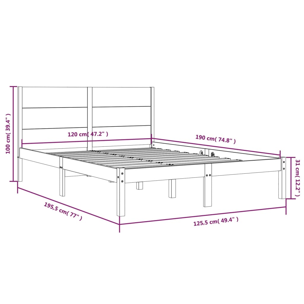 vidaXL Rám postele medově hnědý masivní dřevo 120x190 cm malé 2lůžko