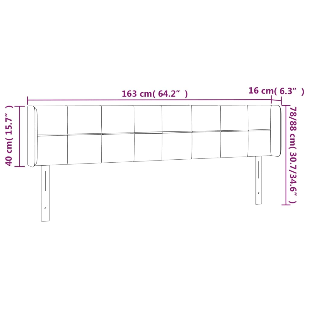 vidaXL Čelo postele s LED krémové 163 x 16 x 78/88 cm textil